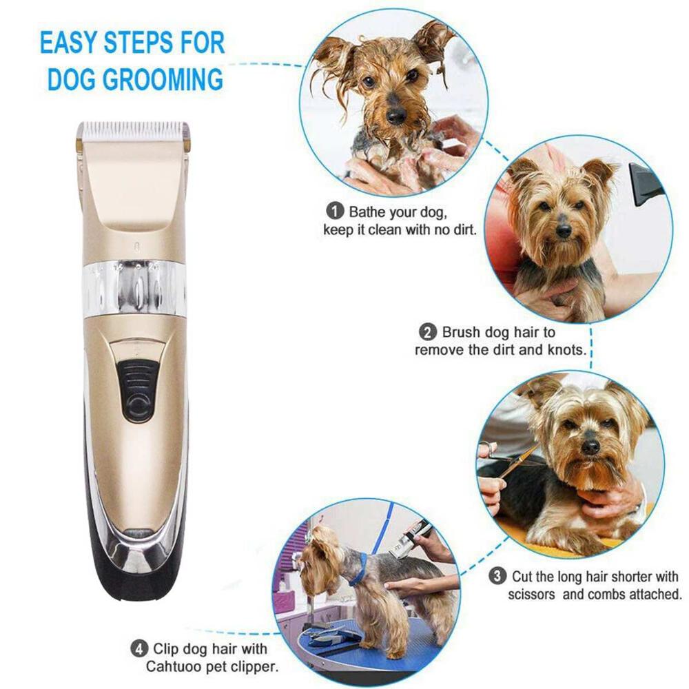 KFX-9717437 Professional Rechargeable Dog & Pet Hair Clipper with Titanium Ceramic Blade and Adjustable Guard Combs