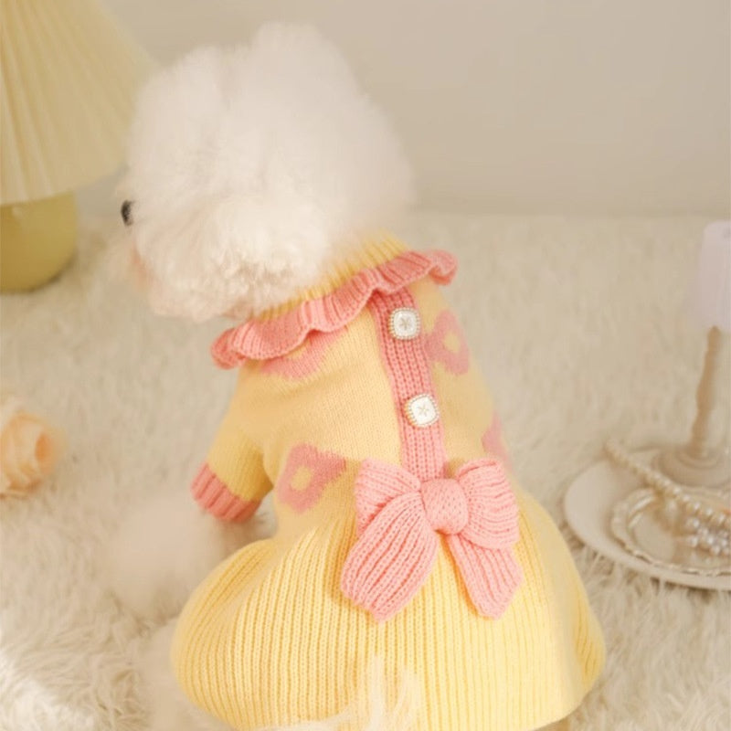 KFX-9719613 Cozy Yellow Acrylic Sweater for Small to Medium Dogs