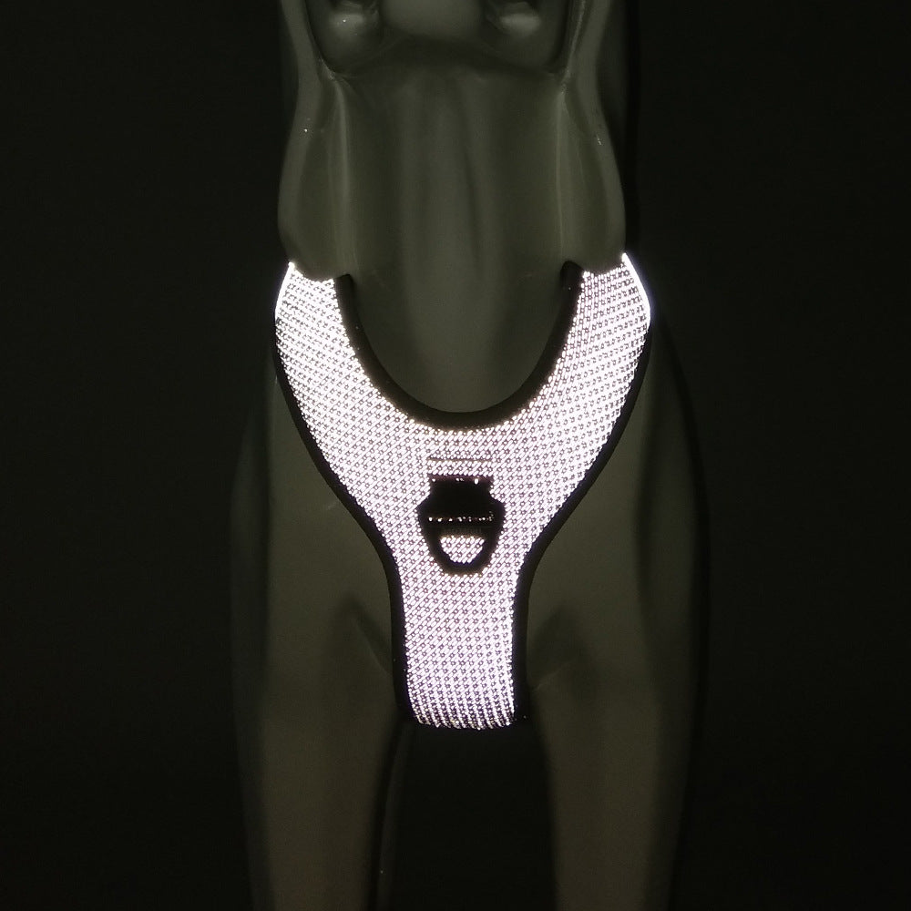 KFX-9720893 Reflective Nylon Chest Strap for Pets - Adjustable Fit in Black, Orange, Green, Gray