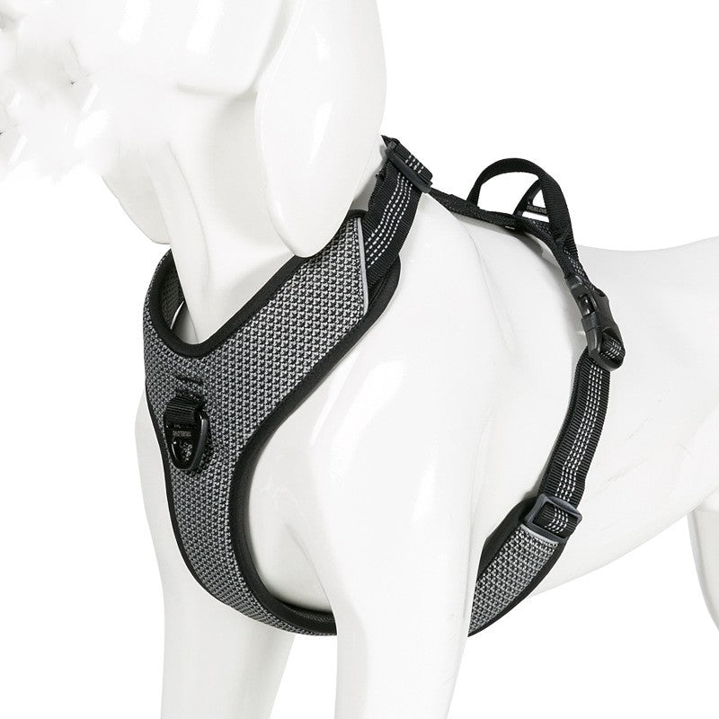 KFX-9720893 Reflective Nylon Chest Strap for Pets - Adjustable Fit in Black, Orange, Green, Gray