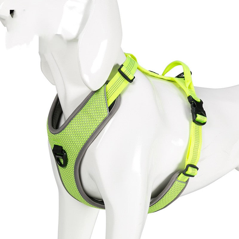 KFX-9720893 Reflective Nylon Chest Strap for Pets - Adjustable Fit in Black, Orange, Green, Gray