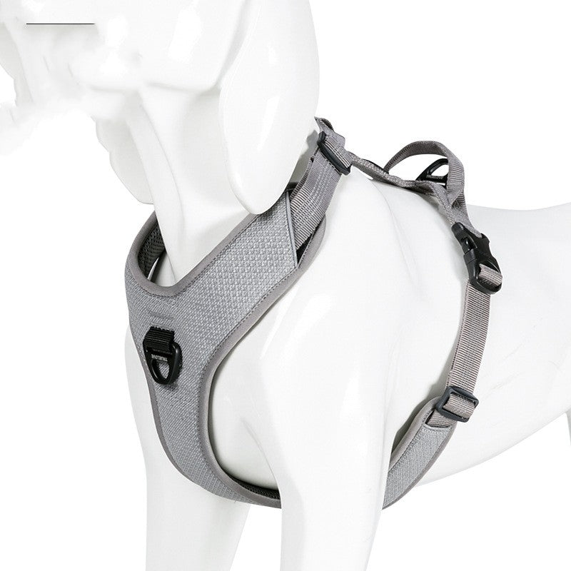 KFX-9720893 Reflective Nylon Chest Strap for Pets - Adjustable Fit in Black, Orange, Green, Gray