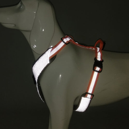KFX-9720893 Reflective Nylon Chest Strap for Pets - Adjustable Fit in Black, Orange, Green, Gray