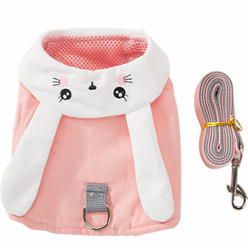 KFX-9721405 Cute Rabbit Design Pet Vest Chest Strap Leash for Cats - Available in S/M/L/XL