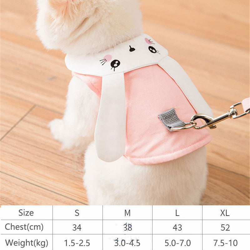 KFX-9721405 Cute Rabbit Design Pet Vest Chest Strap Leash for Cats - Available in S/M/L/XL