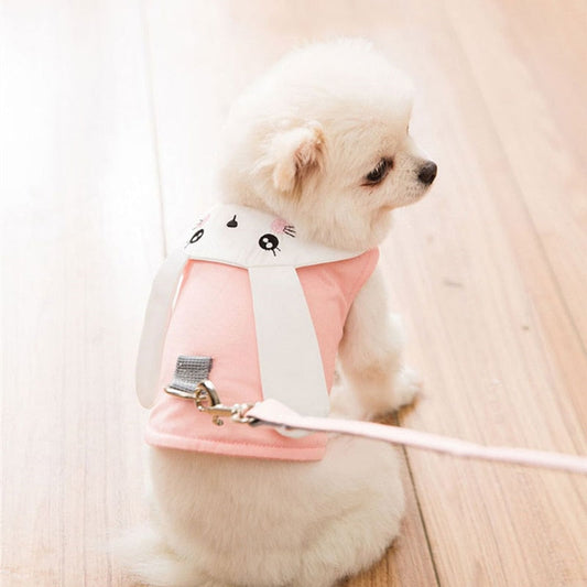 KFX-9721405 Cute Rabbit Design Pet Vest Chest Strap Leash for Cats - Available in S/M/L/XL