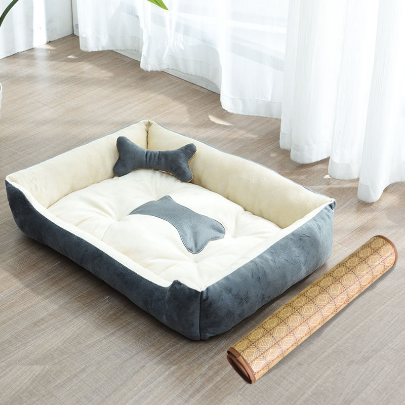 KFX-9721661 Four Seasons Dog Bed with Raised Pillow Edge, Waterproof Oxford Cloth and PP Cotton Filling for Small to Medium Dogs