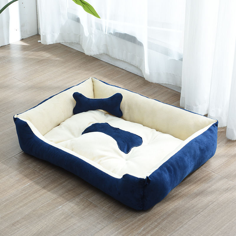 KFX-9721661 Four Seasons Dog Bed with Raised Pillow Edge, Waterproof Oxford Cloth and PP Cotton Filling for Small to Medium Dogs
