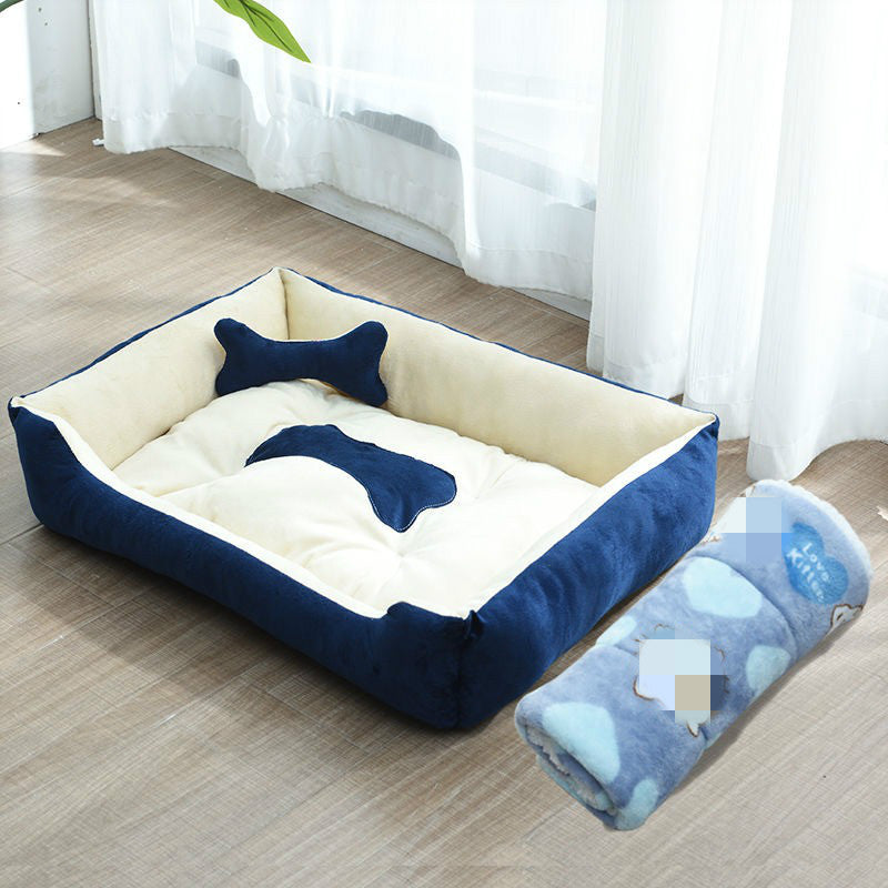 KFX-9721661 Four Seasons Dog Bed with Raised Pillow Edge, Waterproof Oxford Cloth and PP Cotton Filling for Small to Medium Dogs