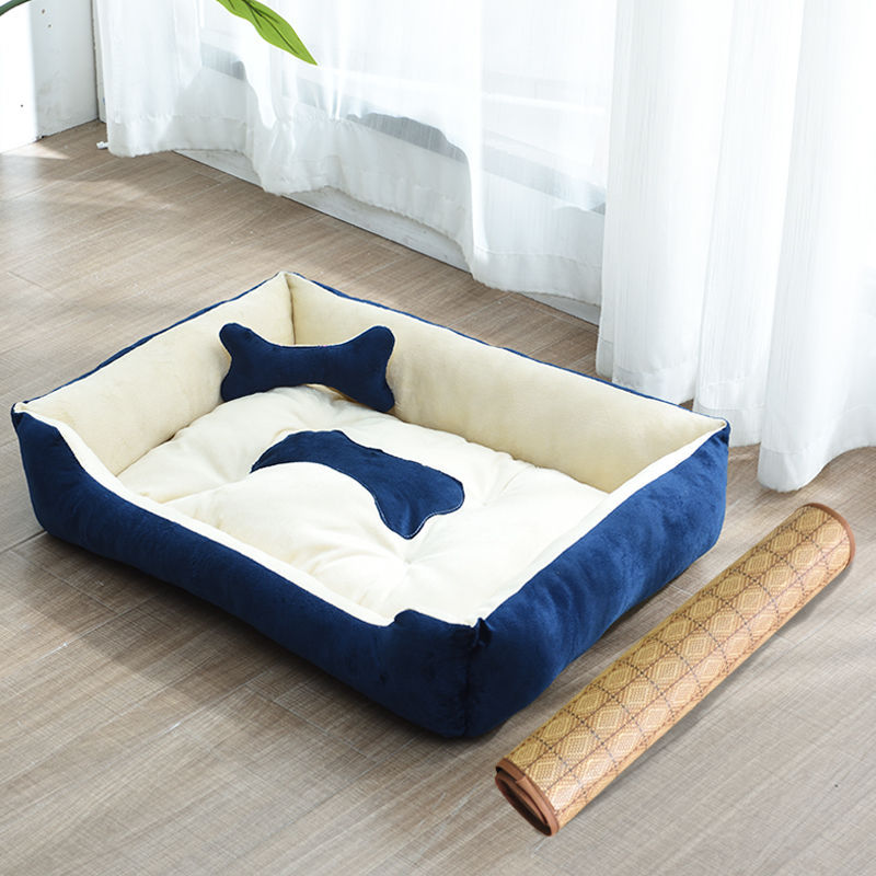 KFX-9721661 Four Seasons Dog Bed with Raised Pillow Edge, Waterproof Oxford Cloth and PP Cotton Filling for Small to Medium Dogs