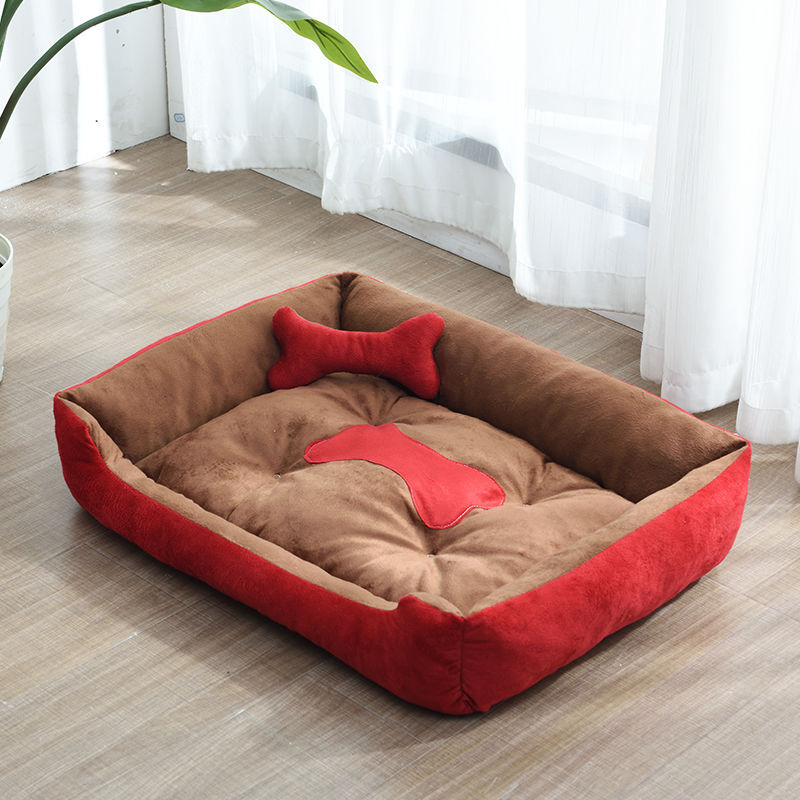 KFX-9721661 Four Seasons Dog Bed with Raised Pillow Edge, Waterproof Oxford Cloth and PP Cotton Filling for Small to Medium Dogs