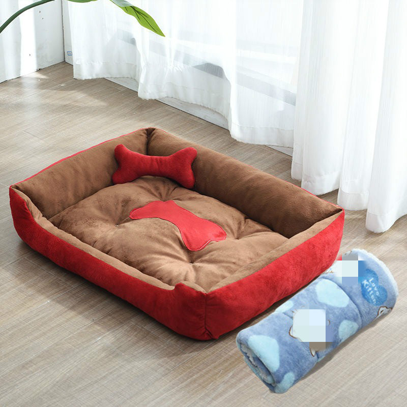 KFX-9721661 Four Seasons Dog Bed with Raised Pillow Edge, Waterproof Oxford Cloth and PP Cotton Filling for Small to Medium Dogs