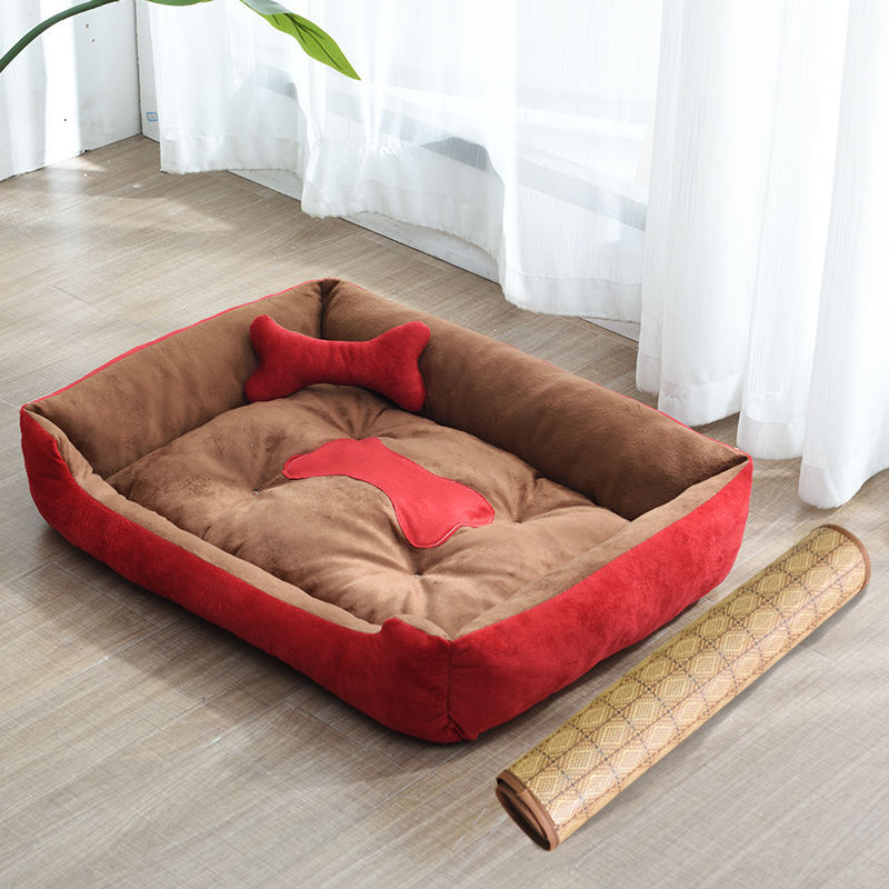 KFX-9721661 Four Seasons Dog Bed with Raised Pillow Edge, Waterproof Oxford Cloth and PP Cotton Filling for Small to Medium Dogs