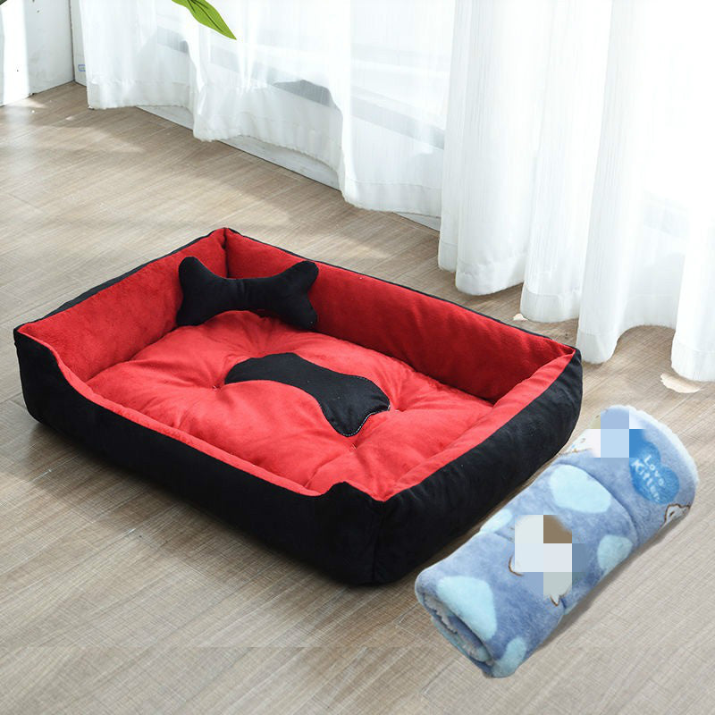 KFX-9721661 Four Seasons Dog Bed with Raised Pillow Edge, Waterproof Oxford Cloth and PP Cotton Filling for Small to Medium Dogs