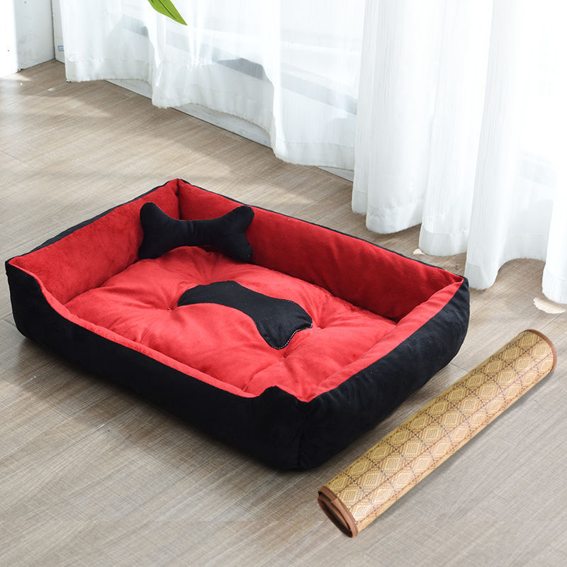 KFX-9721661 Four Seasons Dog Bed with Raised Pillow Edge, Waterproof Oxford Cloth and PP Cotton Filling for Small to Medium Dogs