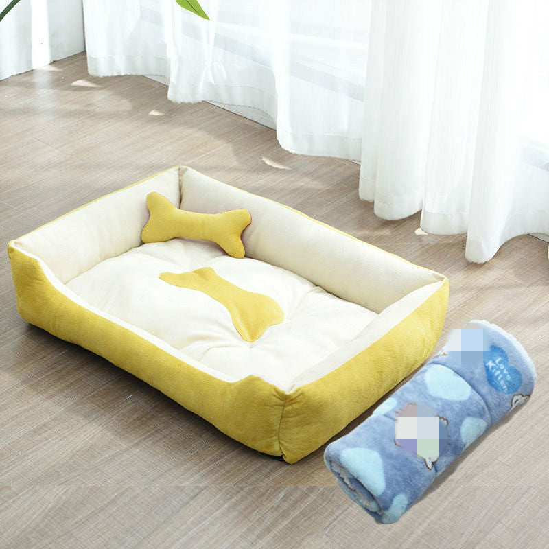 KFX-9721661 Four Seasons Dog Bed with Raised Pillow Edge, Waterproof Oxford Cloth and PP Cotton Filling for Small to Medium Dogs