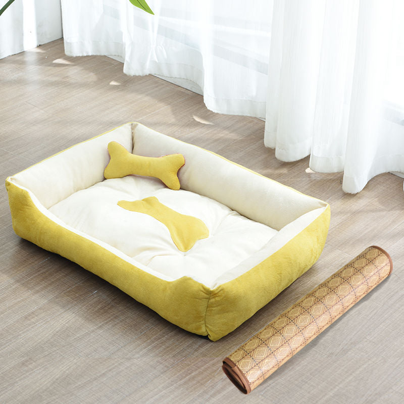 KFX-9721661 Four Seasons Dog Bed with Raised Pillow Edge, Waterproof Oxford Cloth and PP Cotton Filling for Small to Medium Dogs
