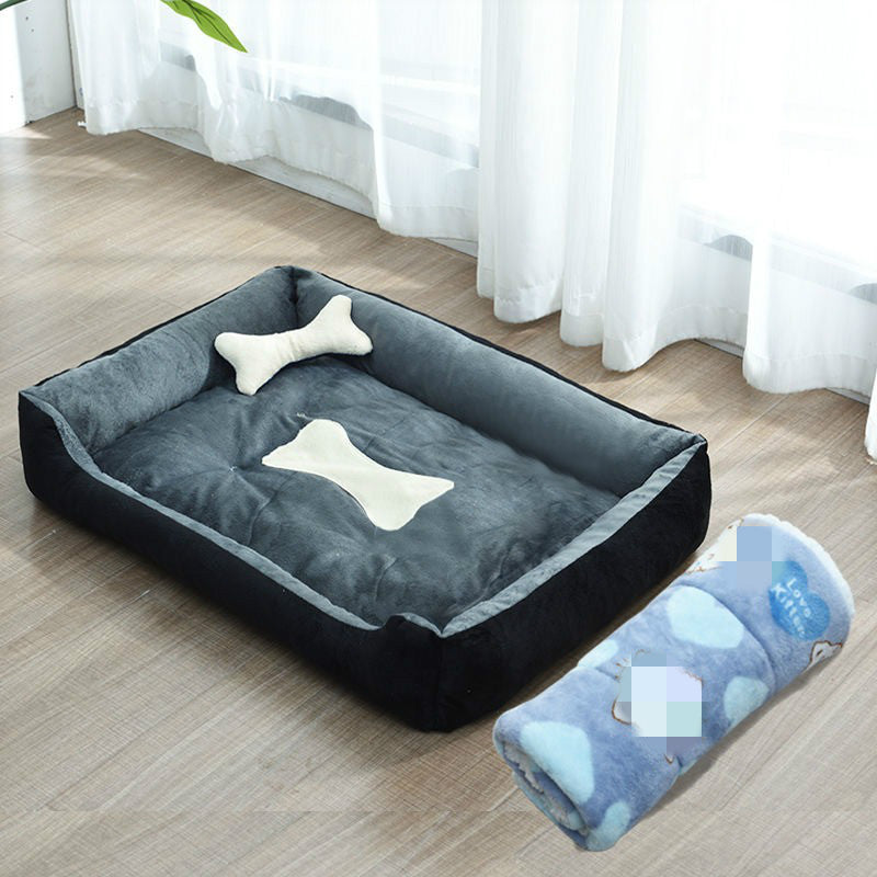 KFX-9721661 Four Seasons Dog Bed with Raised Pillow Edge, Waterproof Oxford Cloth and PP Cotton Filling for Small to Medium Dogs