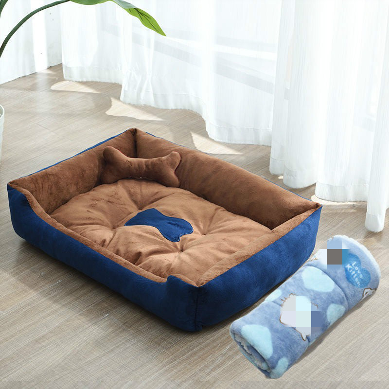 KFX-9721661 Four Seasons Dog Bed with Raised Pillow Edge, Waterproof Oxford Cloth and PP Cotton Filling for Small to Medium Dogs