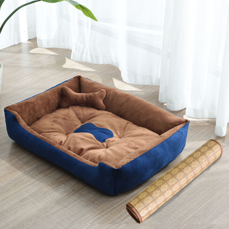 KFX-9721661 Four Seasons Dog Bed with Raised Pillow Edge, Waterproof Oxford Cloth and PP Cotton Filling for Small to Medium Dogs