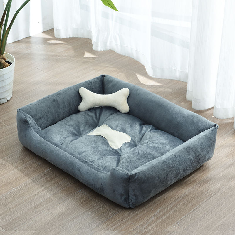 KFX-9721661 Four Seasons Dog Bed with Raised Pillow Edge, Waterproof Oxford Cloth and PP Cotton Filling for Small to Medium Dogs