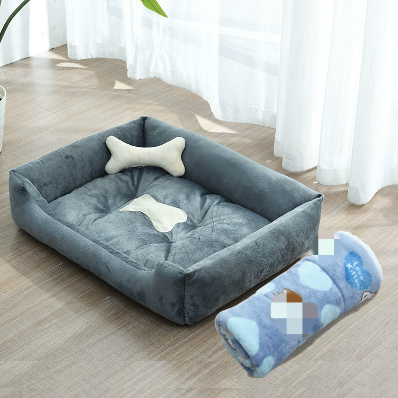 KFX-9721661 Four Seasons Dog Bed with Raised Pillow Edge, Waterproof Oxford Cloth and PP Cotton Filling for Small to Medium Dogs