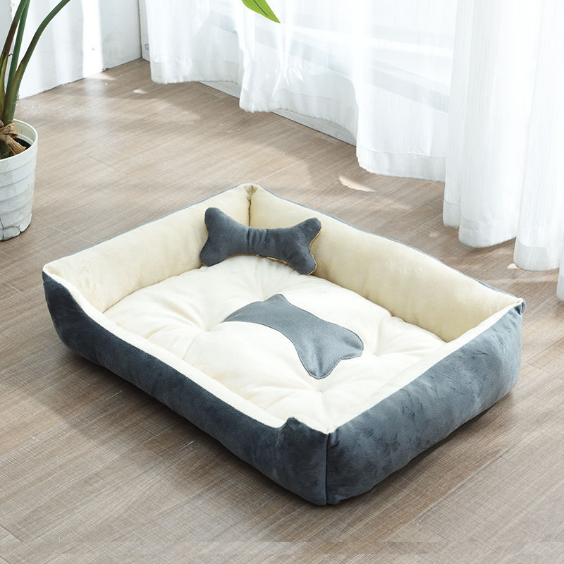 KFX-9721661 Four Seasons Dog Bed with Raised Pillow Edge, Waterproof Oxford Cloth and PP Cotton Filling for Small to Medium Dogs