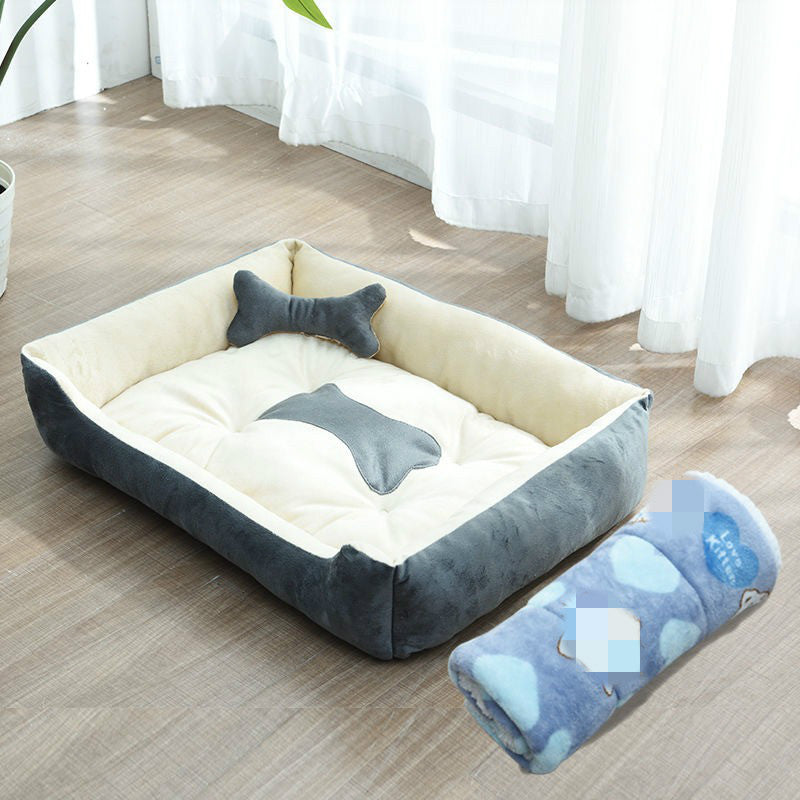 KFX-9721661 Four Seasons Dog Bed with Raised Pillow Edge, Waterproof Oxford Cloth and PP Cotton Filling for Small to Medium Dogs