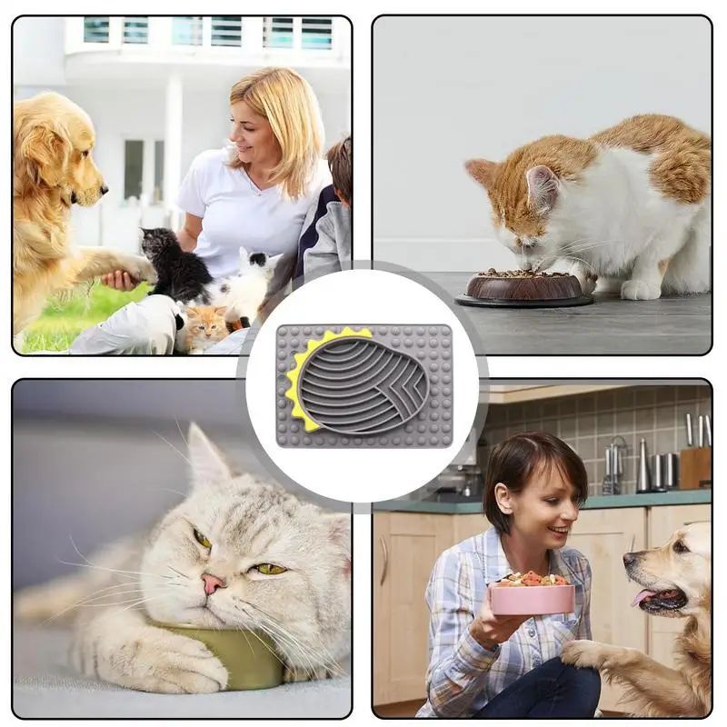 KFX-9721789 Stable Slow Feeder Licking Mat for Dogs and Cats - Smooth Texture, Reduces Eating Speed