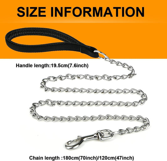 KFX-9723069 Heavy Duty Chew Proof Dog Leash with Soft Padded Handle for Medium to Large Dogs - 120cm Length, 3.0mm Width