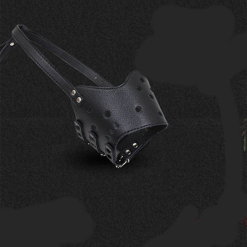 KFX-9728189 Anti-Bite and Barking Mouth Cover for Medium and Large Dogs – Durable Cowhide Design in Black