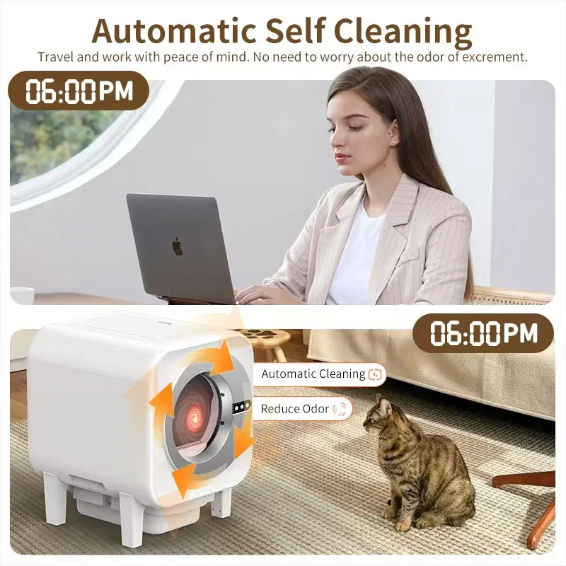 KFX-973075 Large Capacity Automatic Self-Cleaning Cat Litter Box with Advanced Odor Control and Easy Clean Features
