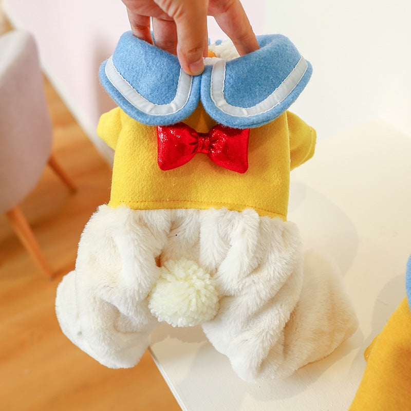 KFX-9731773 Padded Cotton Pet Jacket with Bowknot Collar – Available in Blue and Yellow