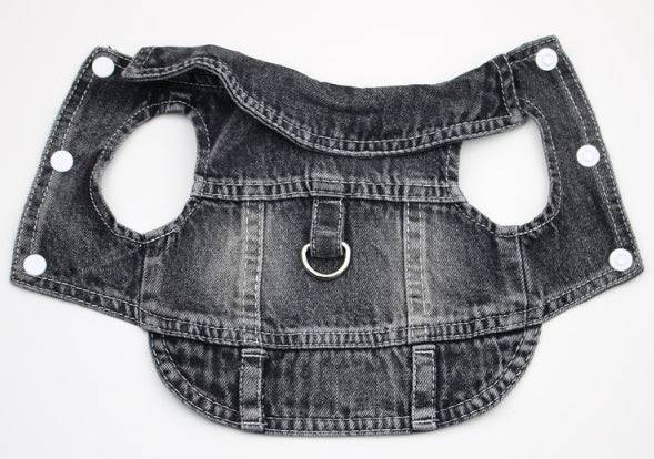 KFX-9732925 Denim Traction Vest for Small Dogs – Casual Pet Clothing in Blue and Black