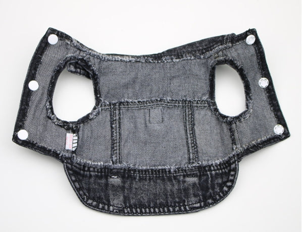 KFX-9732925 Denim Traction Vest for Small Dogs – Casual Pet Clothing in Blue and Black