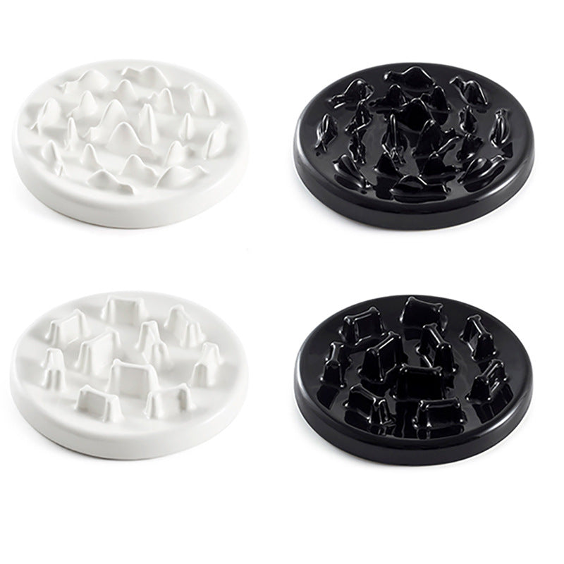 KFX-9733309 Ceramic Slow Food Bowl for Cats and Small Dogs - Fish & Bone Design