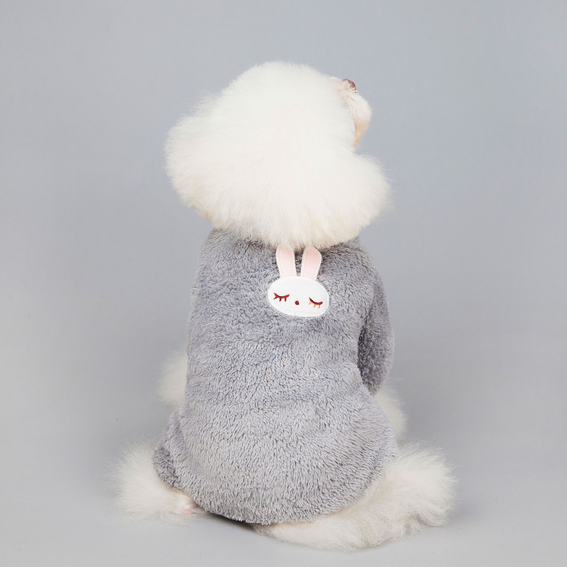 KFX-9733693 Teddy Velvet Cotton Jacket for Dogs and Cats with Six-Petal Flower Design
