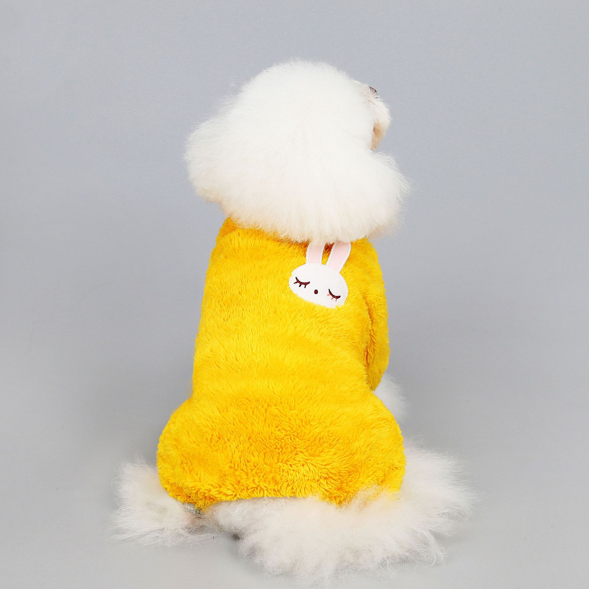 KFX-9733693 Teddy Velvet Cotton Jacket for Dogs and Cats with Six-Petal Flower Design