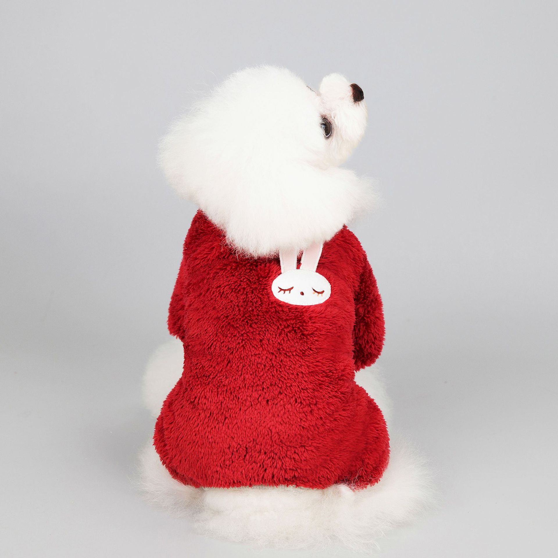 KFX-9733693 Teddy Velvet Cotton Jacket for Dogs and Cats with Six-Petal Flower Design
