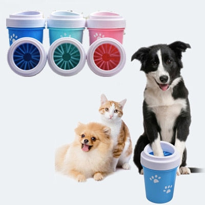 KFX-9734973 Dog and Cat Paw Cleaning Cup - Available in Small and Large Sizes, Green, Pink, and Blue