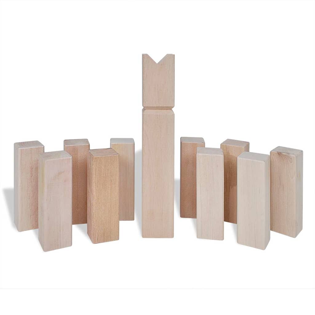 KFX-9736381 Wooden Kubb Game Set for Outdoor Fun with Family and Friends, Includes 21 Pieces and Carrying Bag
