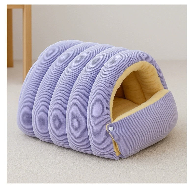 KFX-9736765 Cozy Removable Washable Cat House in Light Beige, Green, or Purple for Winter Comfort
