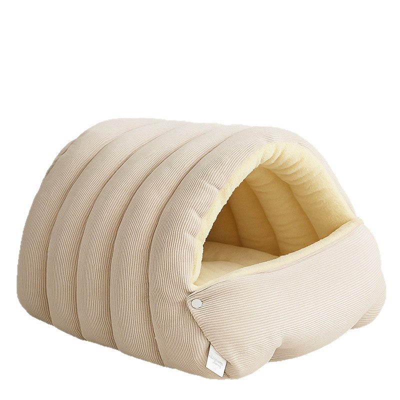 KFX-9736765 Cozy Removable Washable Cat House in Light Beige, Green, or Purple for Winter Comfort