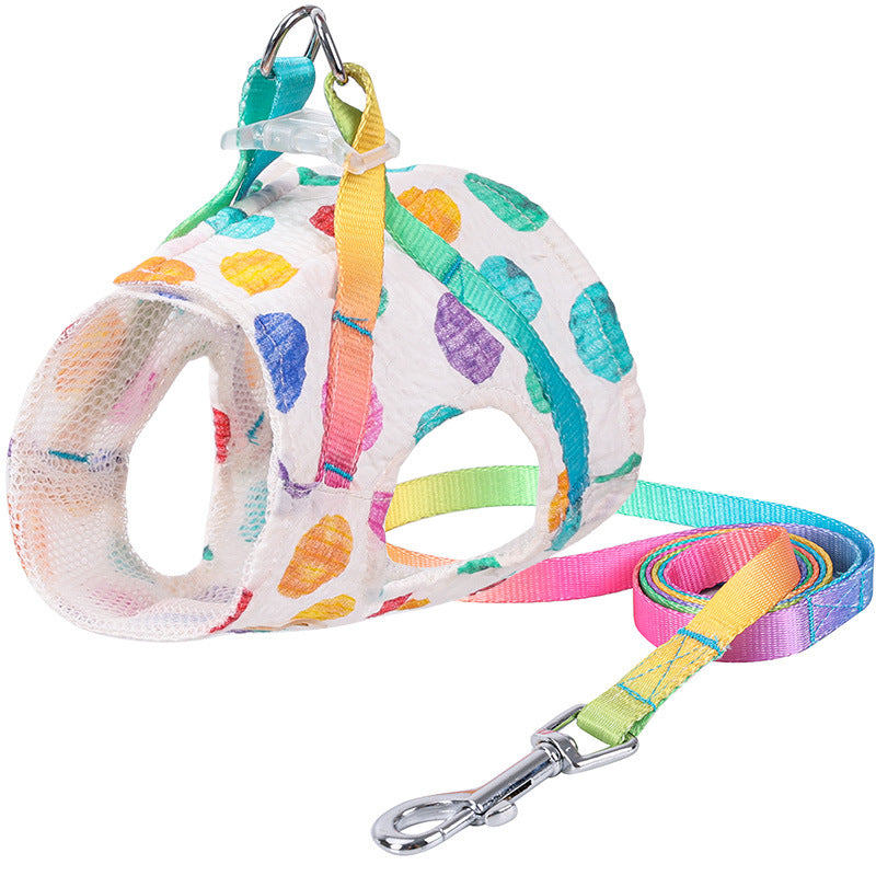 KFX-9736893 Cool and Breathable Cotton and Polyester Chest Leash for Small to Medium Dogs
