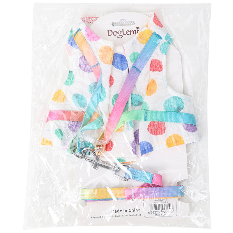 KFX-9736893 Cool and Breathable Cotton and Polyester Chest Leash for Small to Medium Dogs