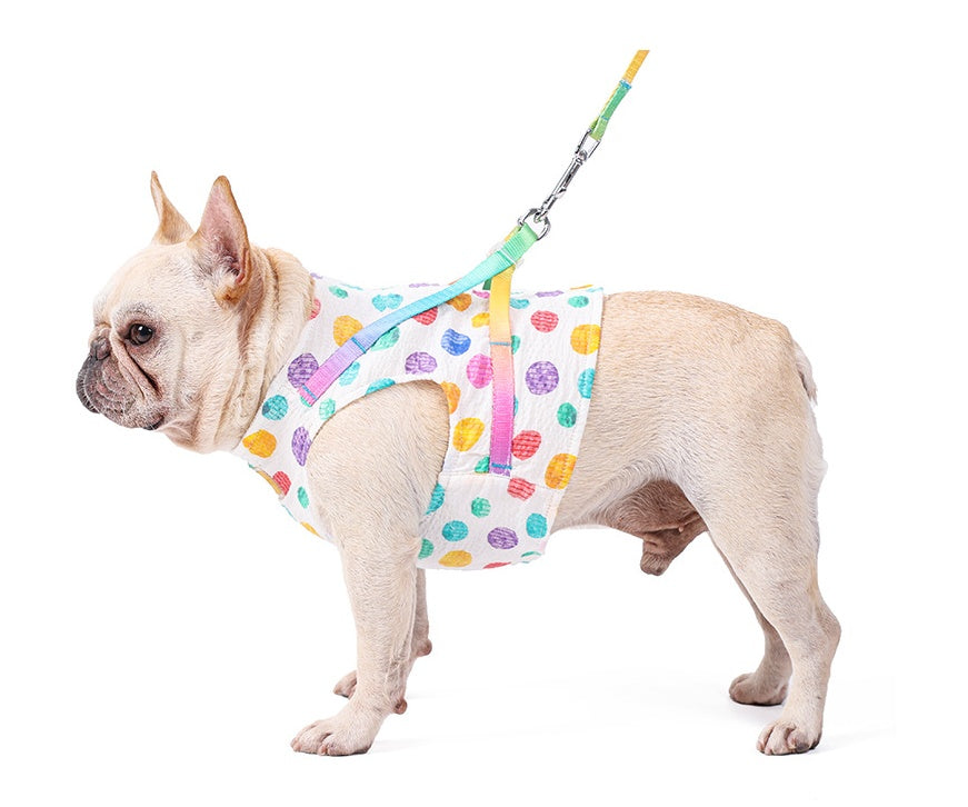 KFX-9736893 Cool and Breathable Cotton and Polyester Chest Leash for Small to Medium Dogs