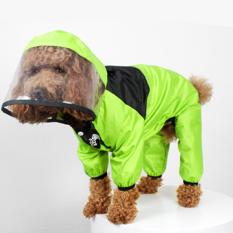 KFX-9737277 Long Legged Dog Rain Poncho with Transparent Brim and High Waterproof Fabric