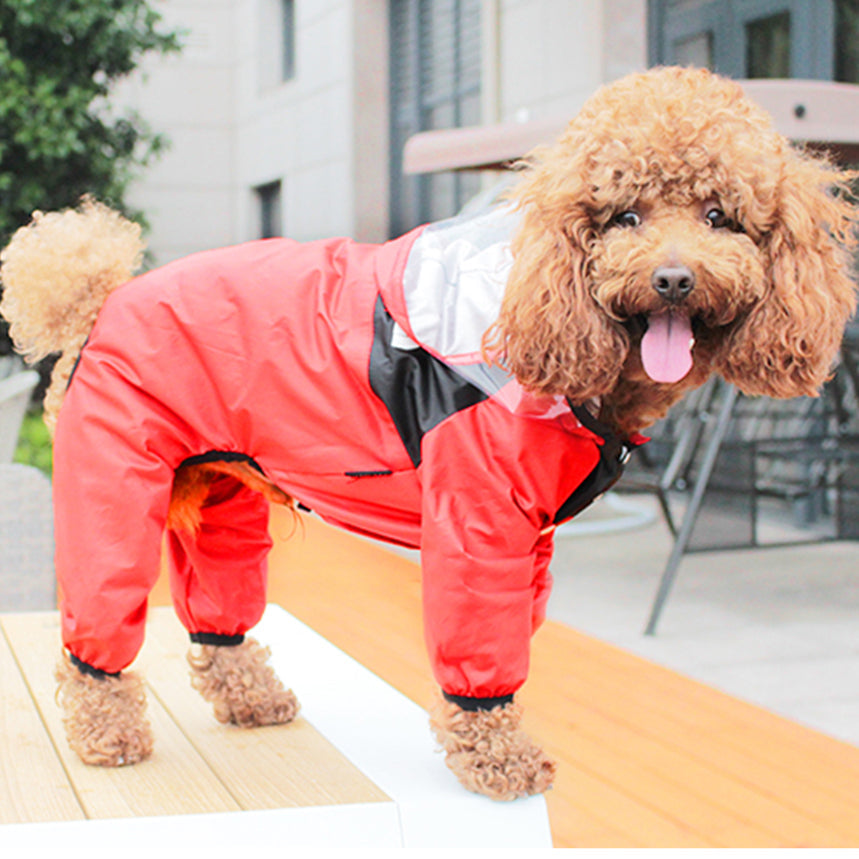 KFX-9737277 Long Legged Dog Rain Poncho with Transparent Brim and High Waterproof Fabric