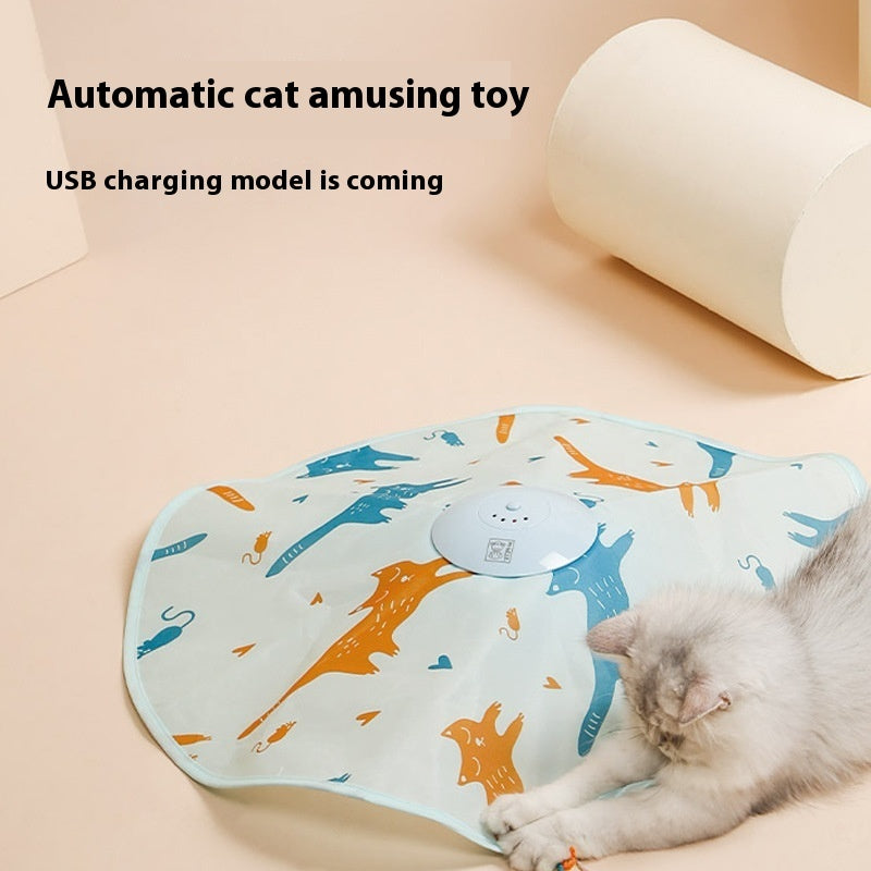 KFX-9737917 Interactive Electric Cat Teaser Toy with Rechargeable Turntable in Peekaboo Colors