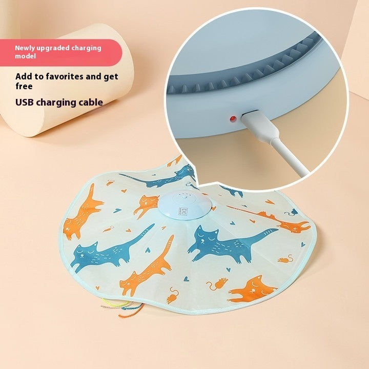 KFX-9737917 Interactive Electric Cat Teaser Toy with Rechargeable Turntable in Peekaboo Colors